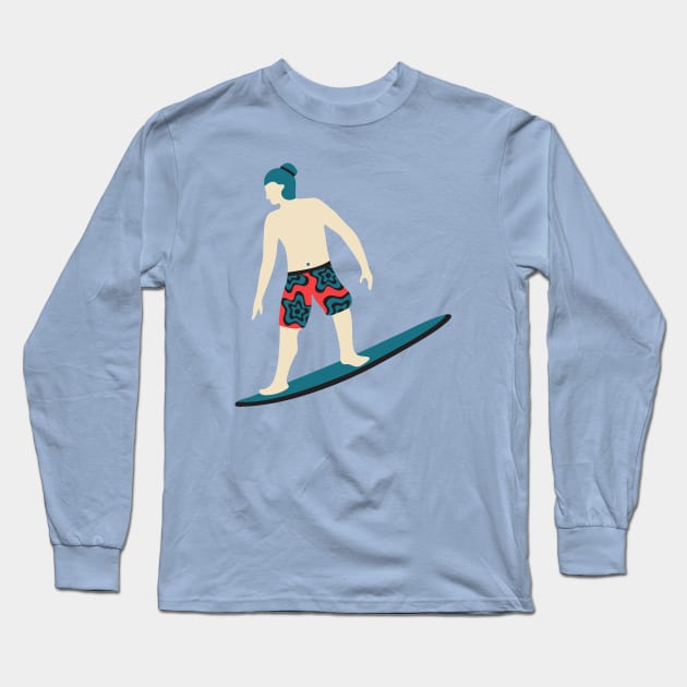 STOKED SURFER DUDE Tropical Summer Ocean Surfing Surfboard Sports - UnBlink Studio by Jackie Tahara Long Sleeve T-Shirt by UnBlink Studio by Jackie Tahara